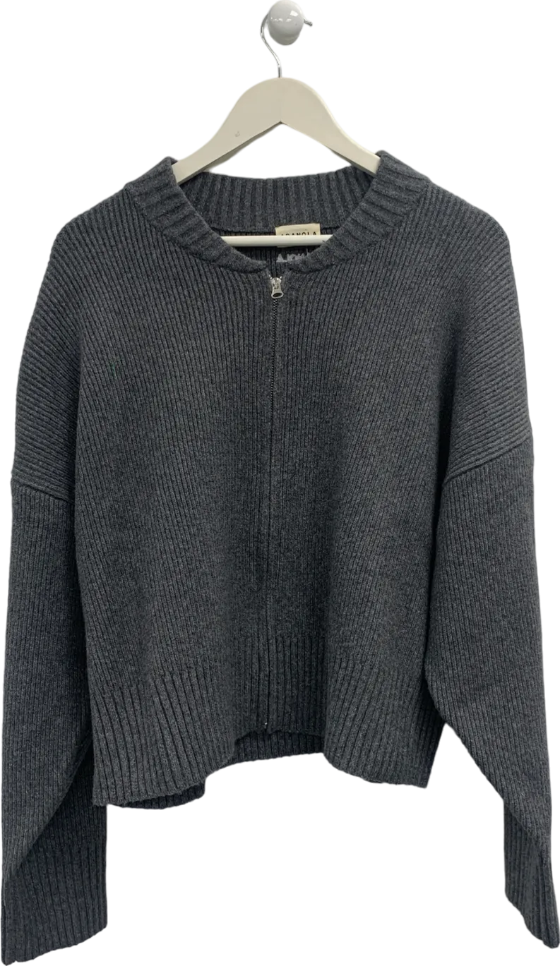 Adanola Grey Knit Bomber Jumper UK XS