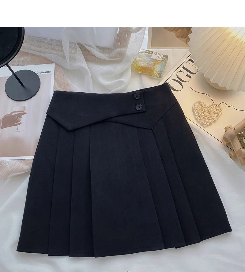 Age reducing design, slim high waist pleated skirt  5662