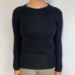 All Saints Black Cashmere Waffle Crew Neck Jumper