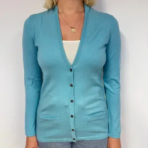 Aqua Green Cashmere V-Neck Cardigan Small