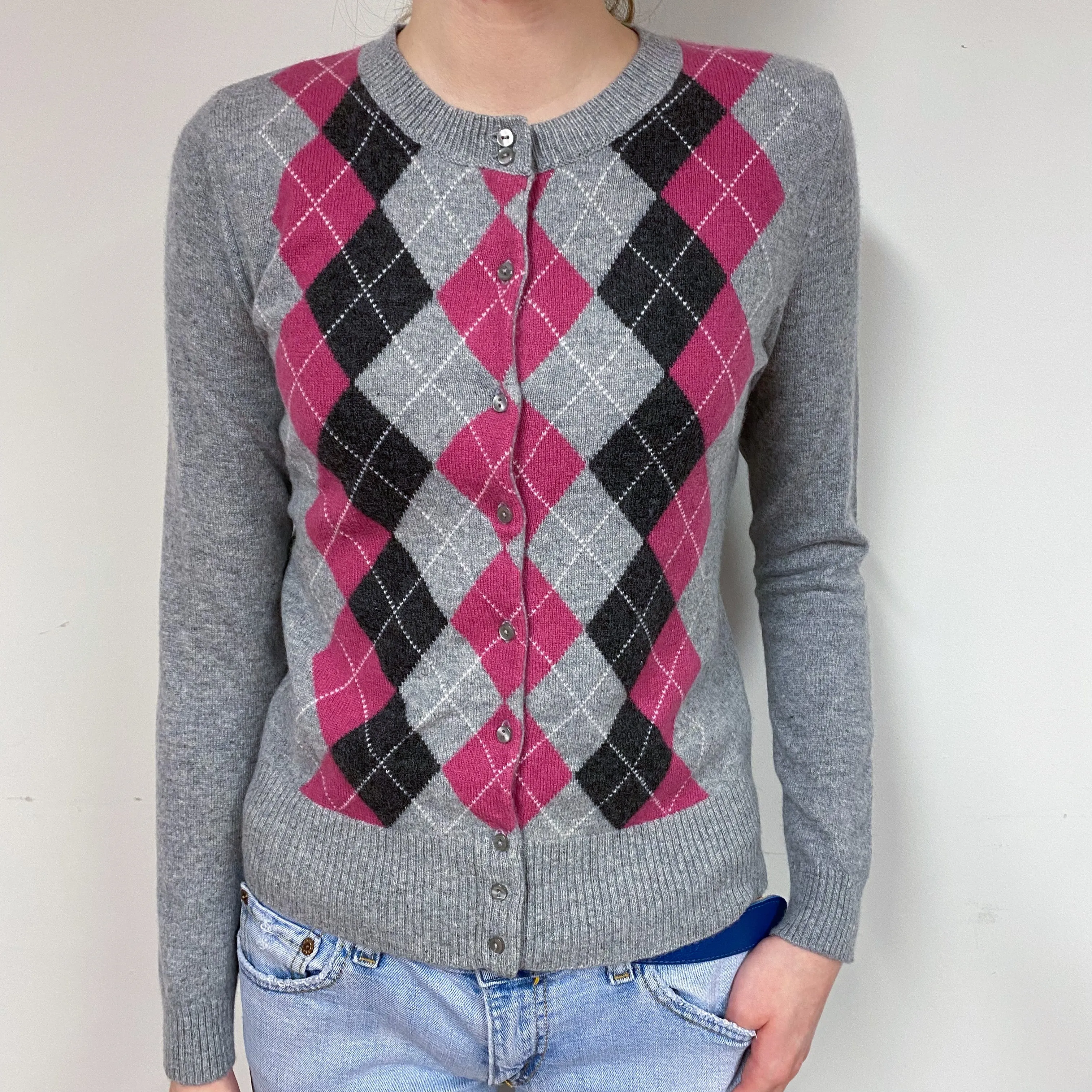 Argyle Cashmere Cardigan Extra Small