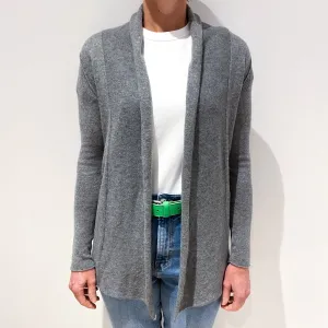 Ash Grey Cashmere Edge To Edge Cardigan Small