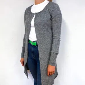 Ash Grey Long Cashmere Edge to Edge Cardigan Small