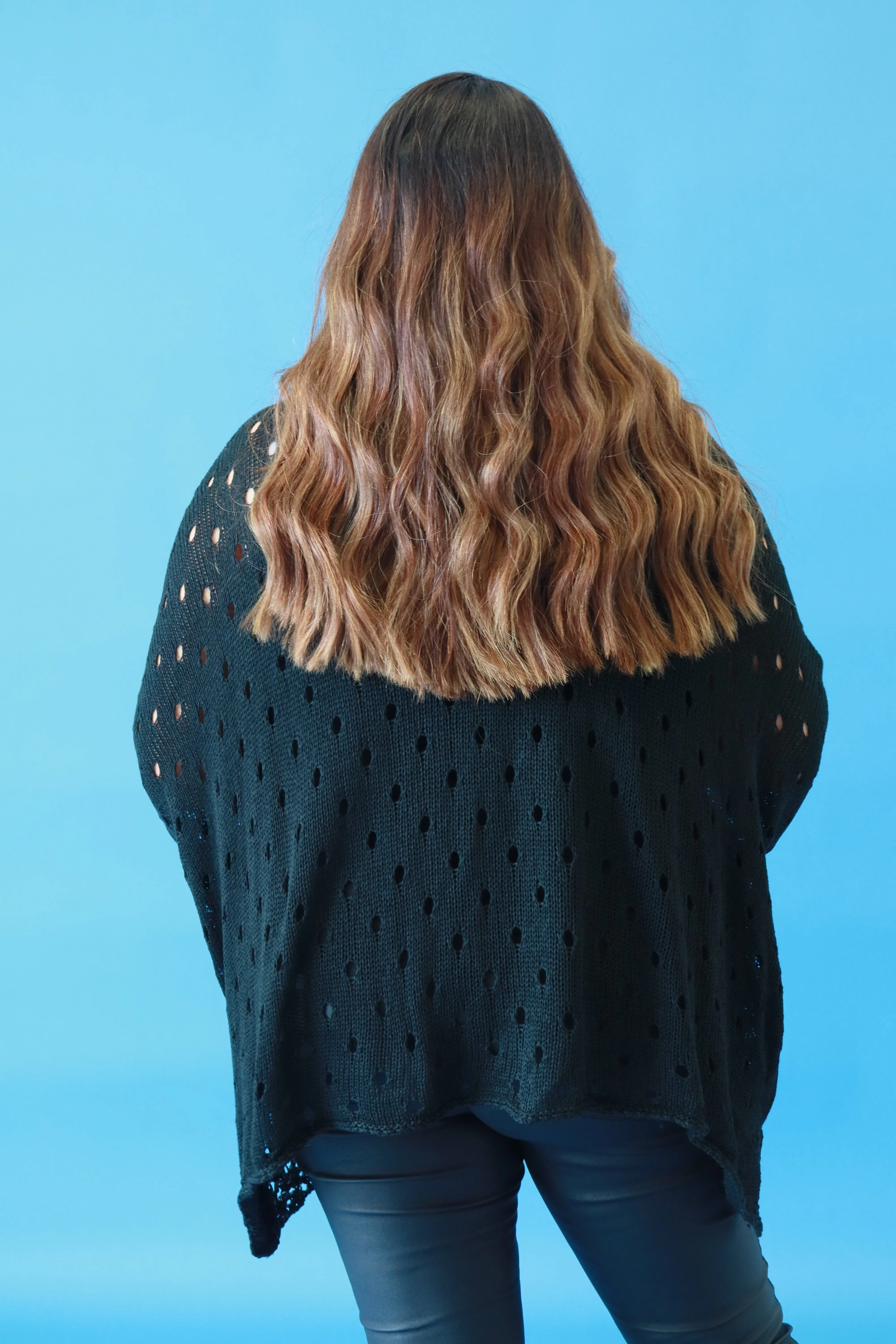 Aubrey Oversized Crochet Jumper in Black