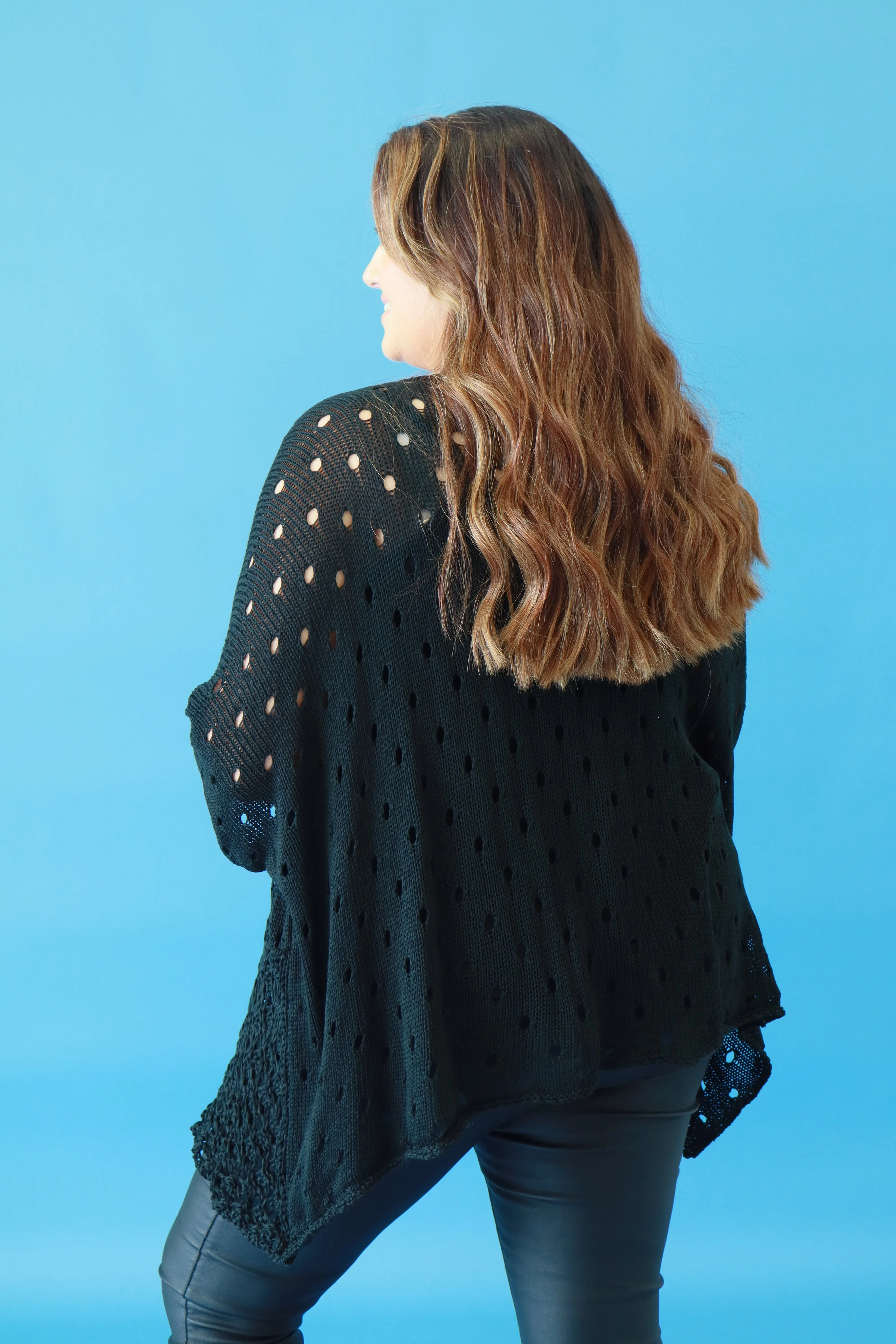 Aubrey Oversized Crochet Jumper in Black