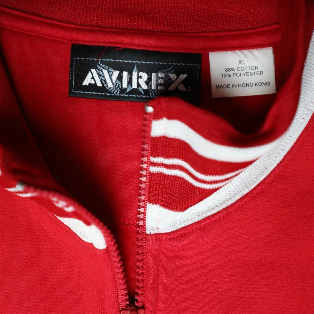 Avirex red zip up college jumper