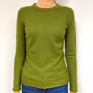 Basil Green Cashmere Crew Neck Jumper Extra Small