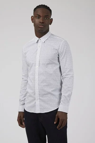 Ben Sherman Dash Print Kingfish Long Sleeve Shirt