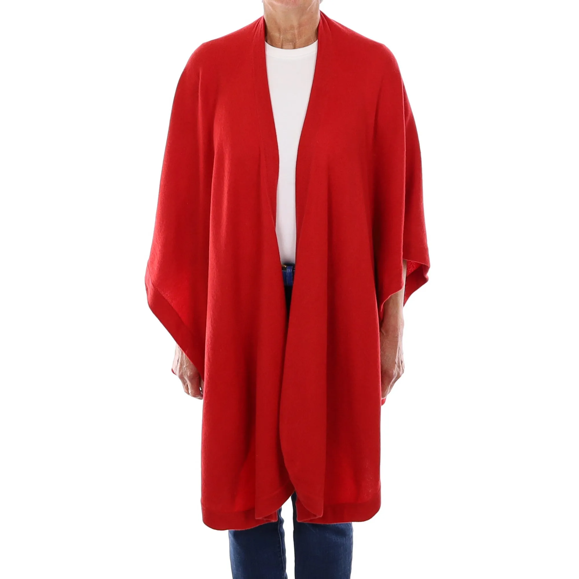 Berry Red Cashmere Oversized Cape One Size