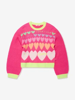 Billieblush Girls Knitted Hearts Jumper in Pink