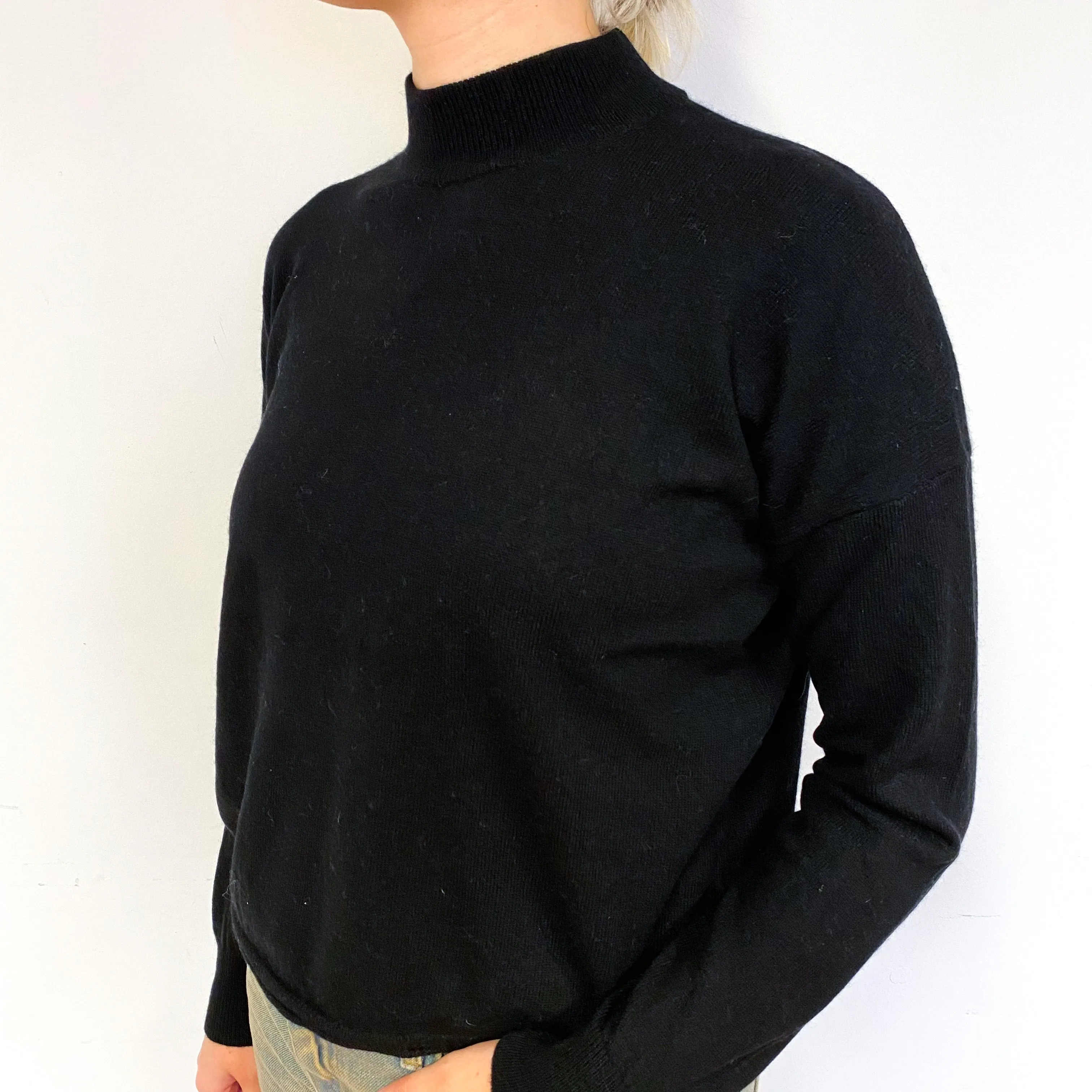 Black Boxy Cashmere Turtle Neck Jumper Small