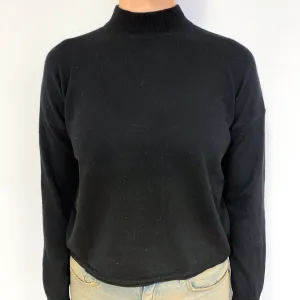 Black Boxy Cashmere Turtle Neck Jumper Small