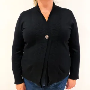 Black Cashmere Cardigan with 1 Button Fastening Extra Large