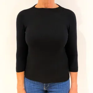 Black Cashmere High Crew Neck Jumper Medium