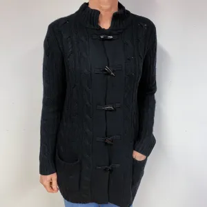 Black Chunky Cable Cashmere Cardigan Medium