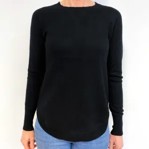 Black Scooped Hem Cashmere Crew Neck Jumper Medium