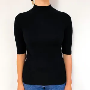 Black Skinny Fit Cashmere Turtle Neck Jumper Small