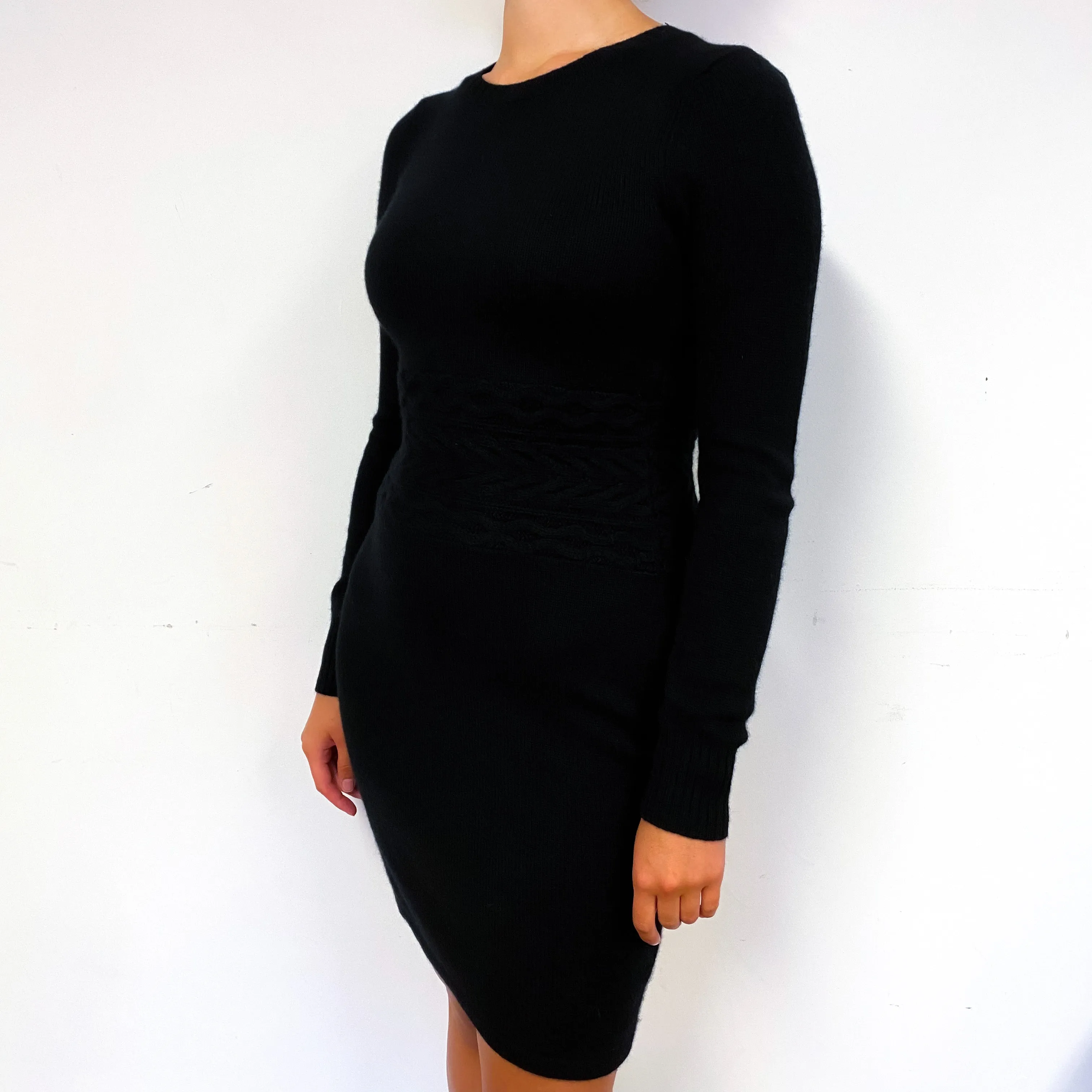 Black Slim Fit Cashmere Crew Neck Jumper Dress Small