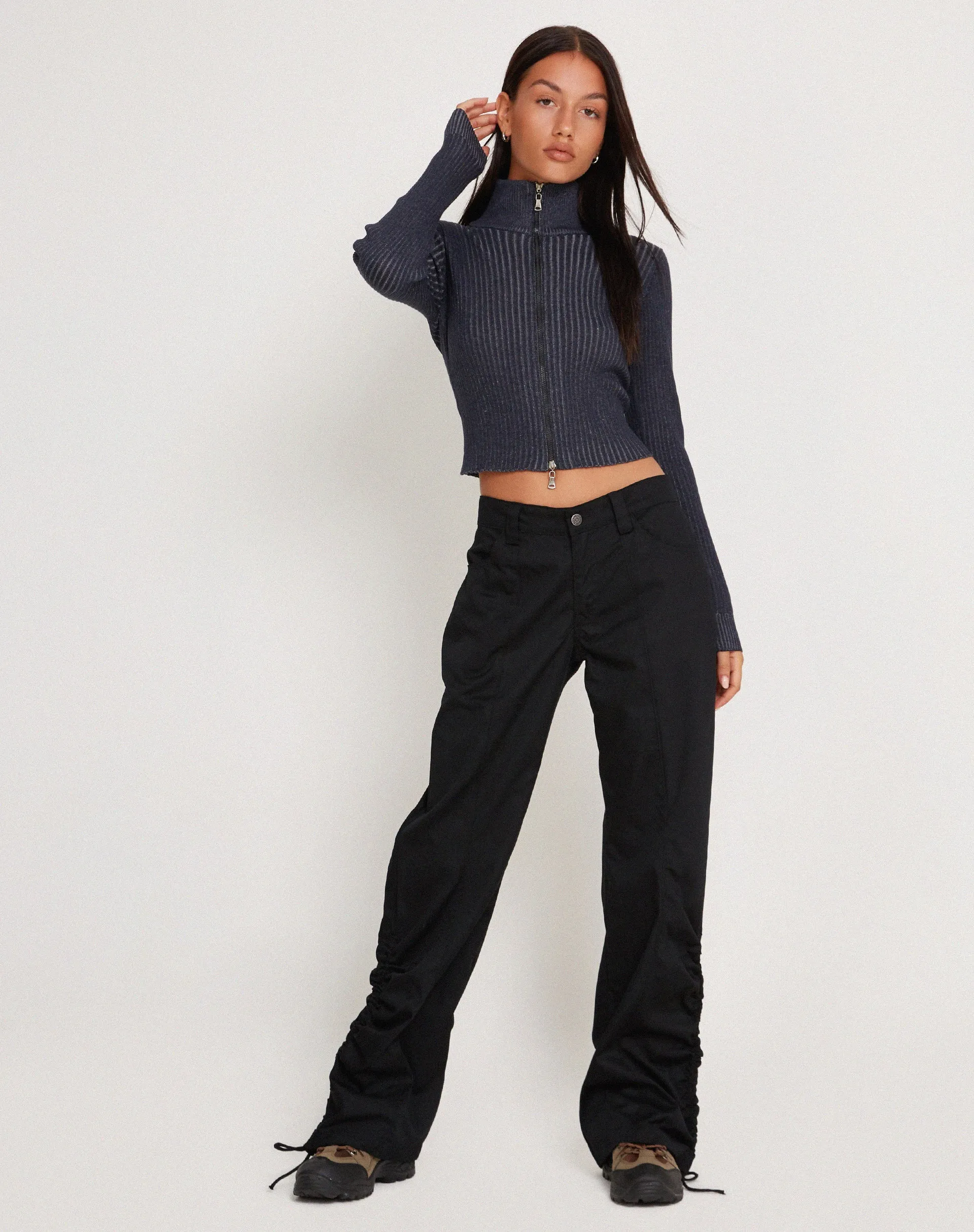 Bracha Low Rise Cargo Trousers in Black