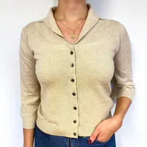 Brora Sand Collared V Neck Brora Cardigan Small