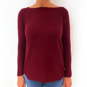 Burgundy Red Batwing Cashmere Crew Neck Jumper Medium