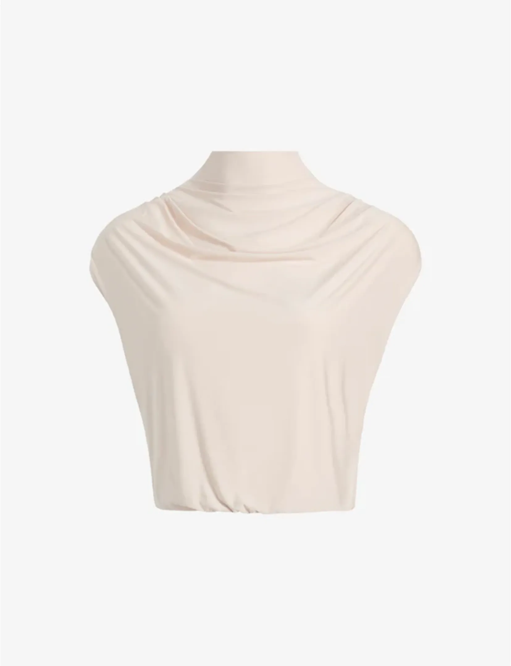 Butter Draped Mockneck Short Sleeve Crop Top, Porcelain