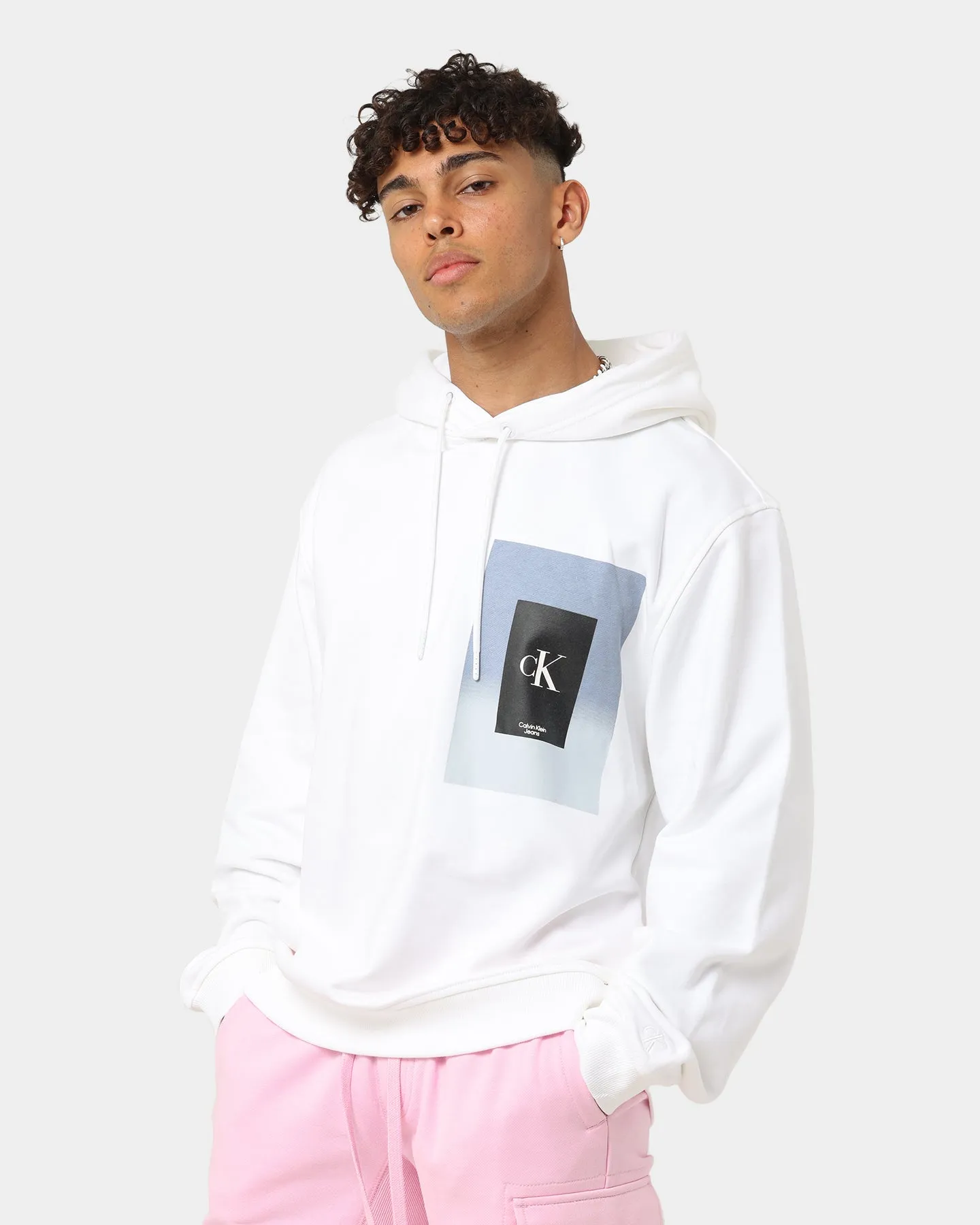 Calvin Klein Illuminated Box Hoodie Bright White