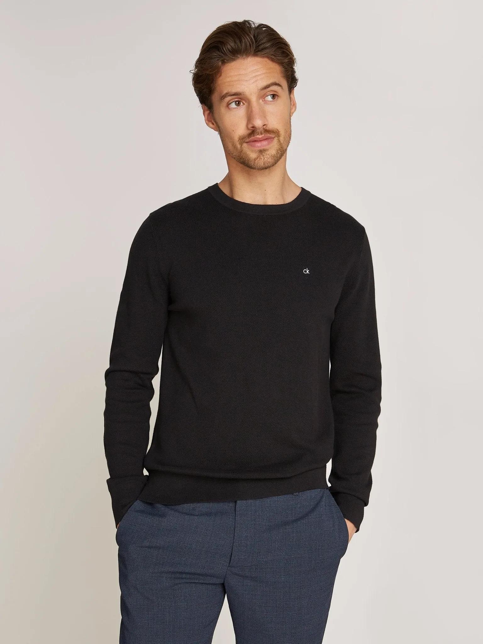 Calvin Klein Micro Pique Structure Crew Neck Jumper