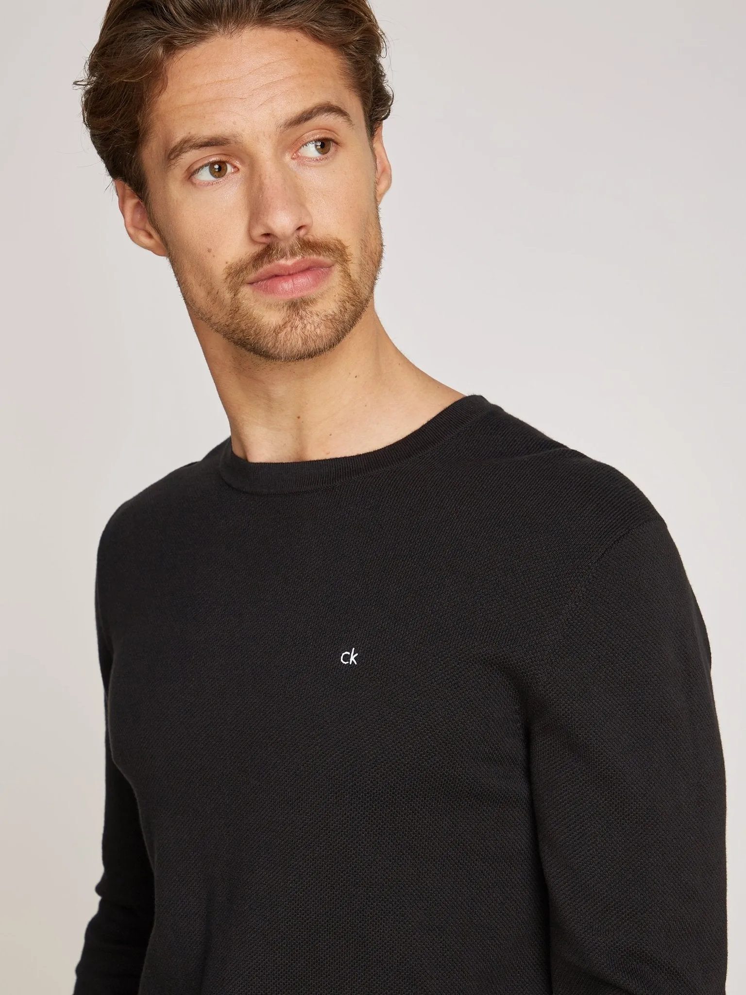 Calvin Klein Micro Pique Structure Crew Neck Jumper