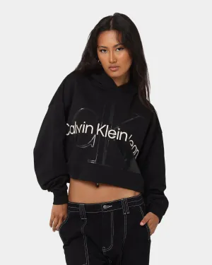 Calvin Klein Women's Glossy Monogram Hoodie CK Black