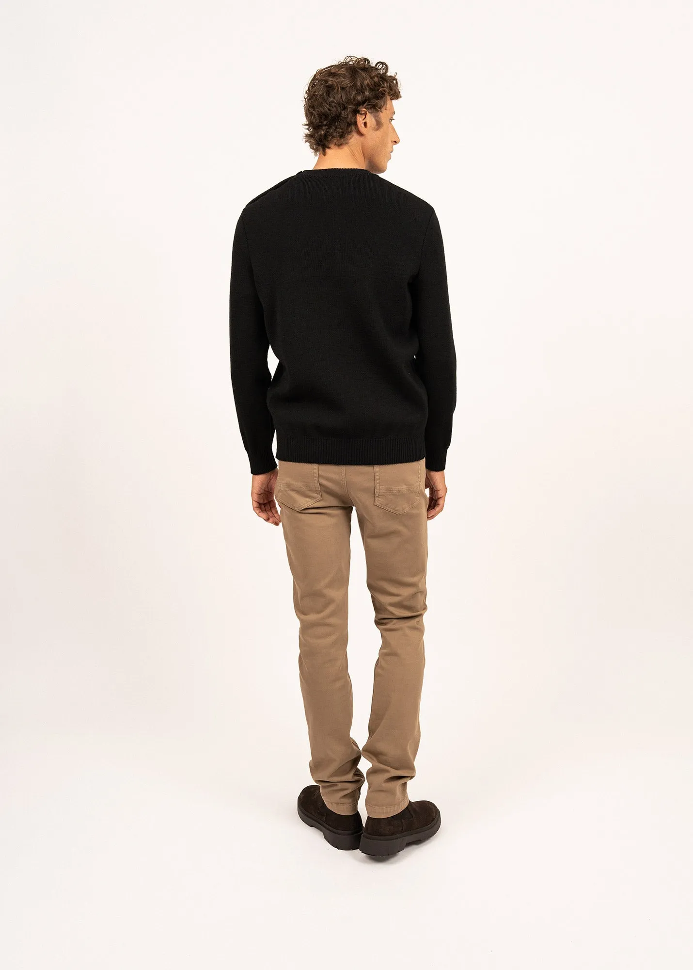 Cancale sailor jumper - regular fit, in pure new wool (NOIR)