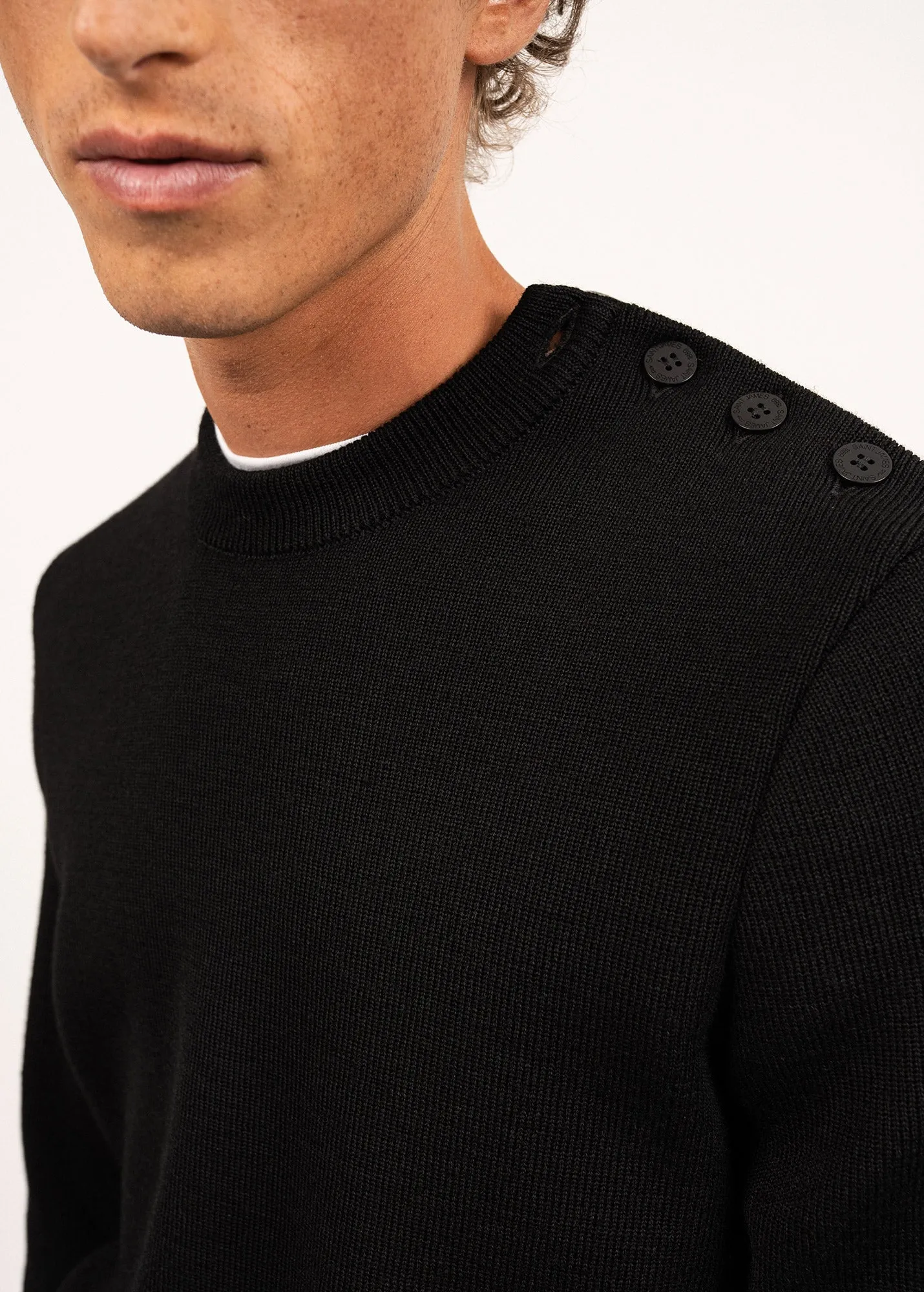 Cancale sailor jumper - regular fit, in pure new wool (NOIR)