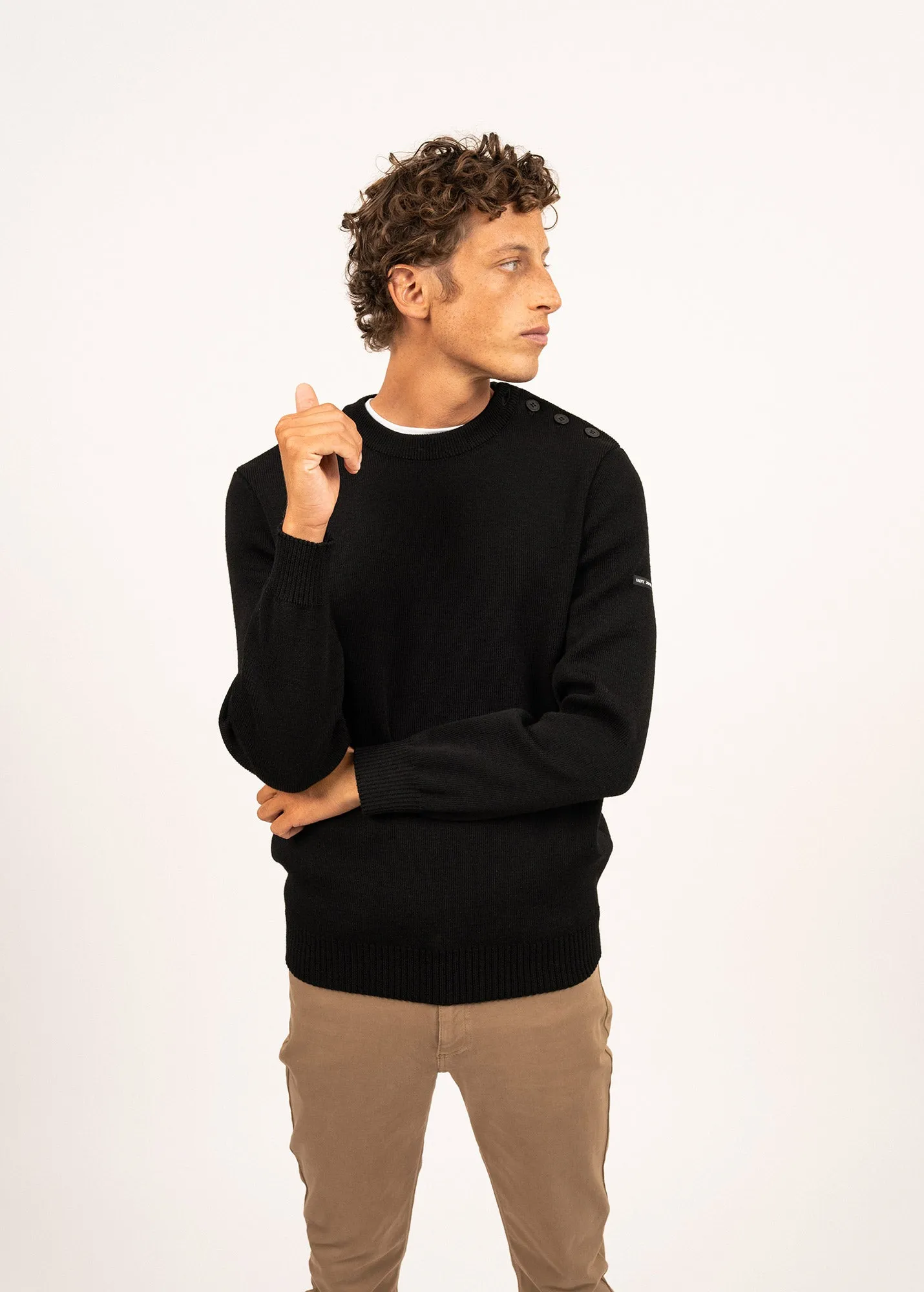 Cancale sailor jumper - regular fit, in pure new wool (NOIR)