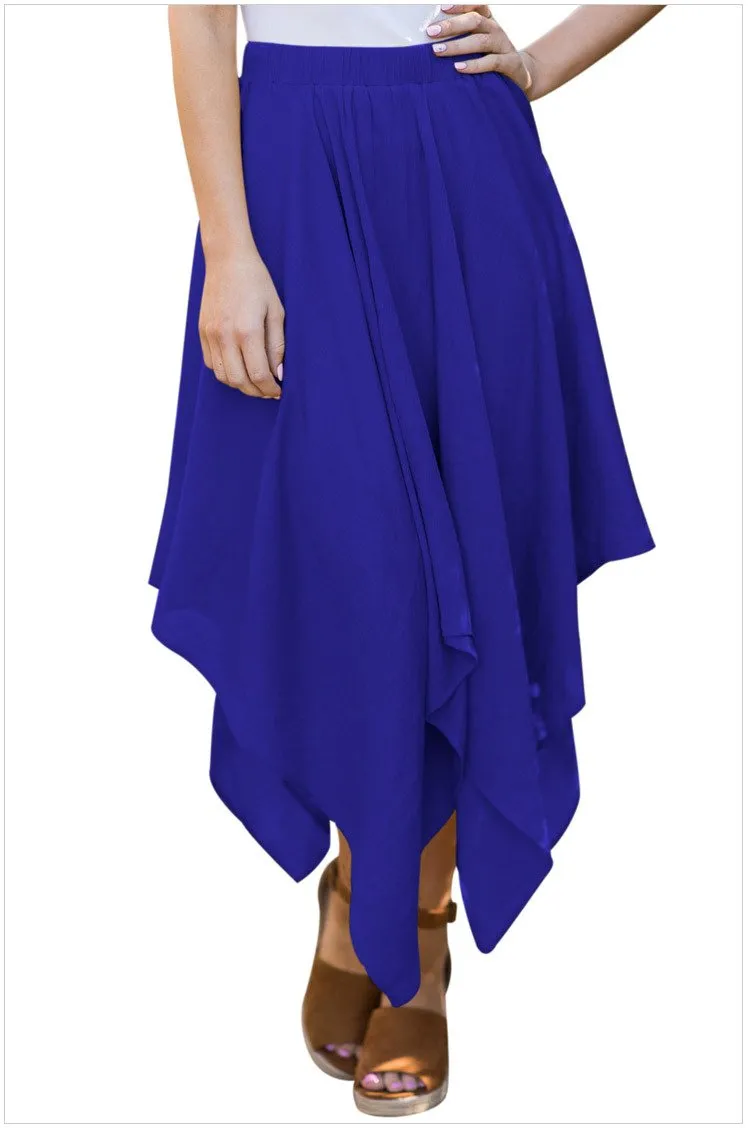 casual Solid Color high waist maxi irregular skirts