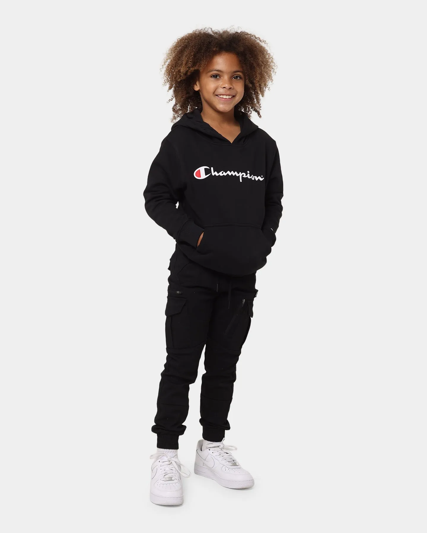 Champion Kids' Script Hoodie Black