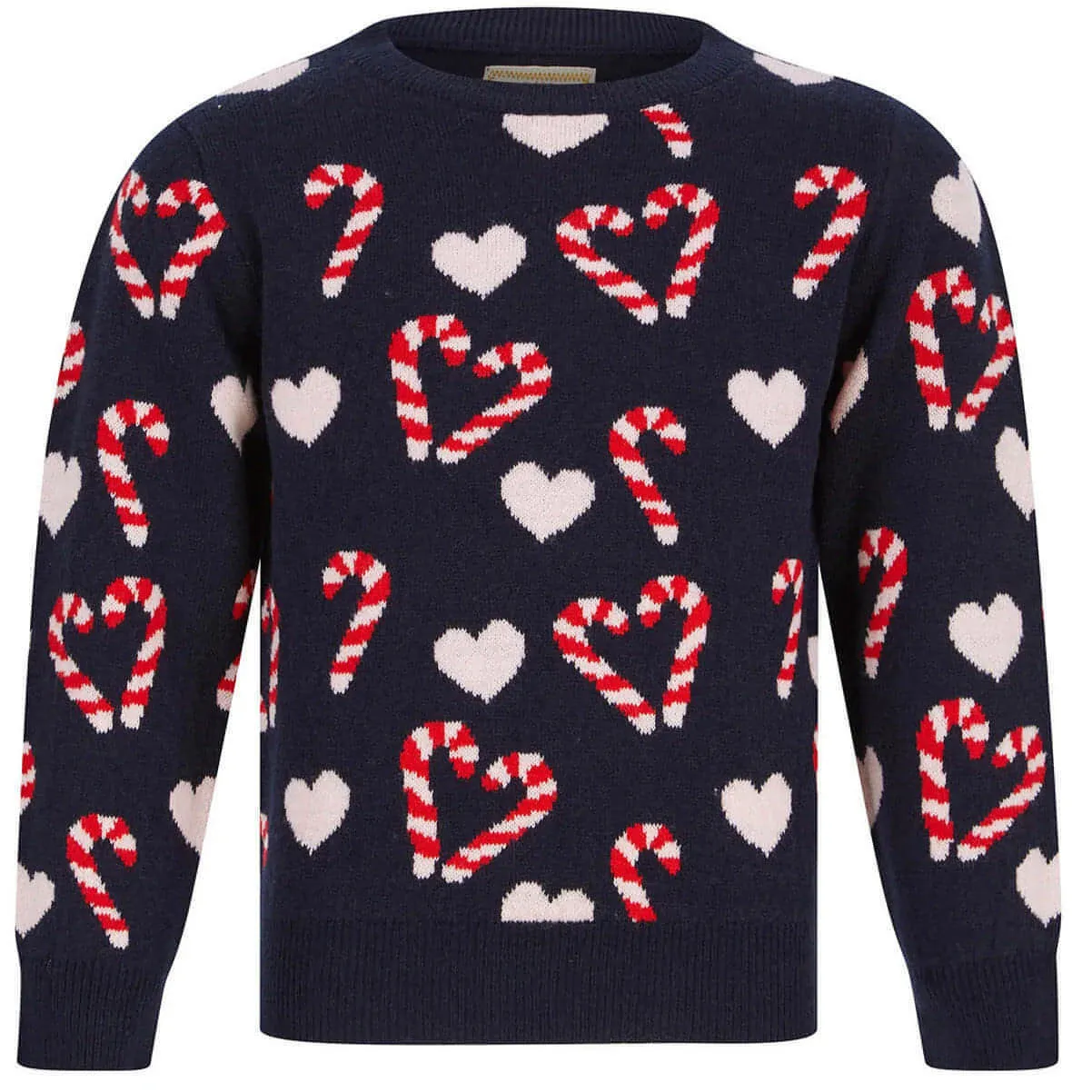 Christmas Love Candy Cane Junior Christmas Jumper - Navy