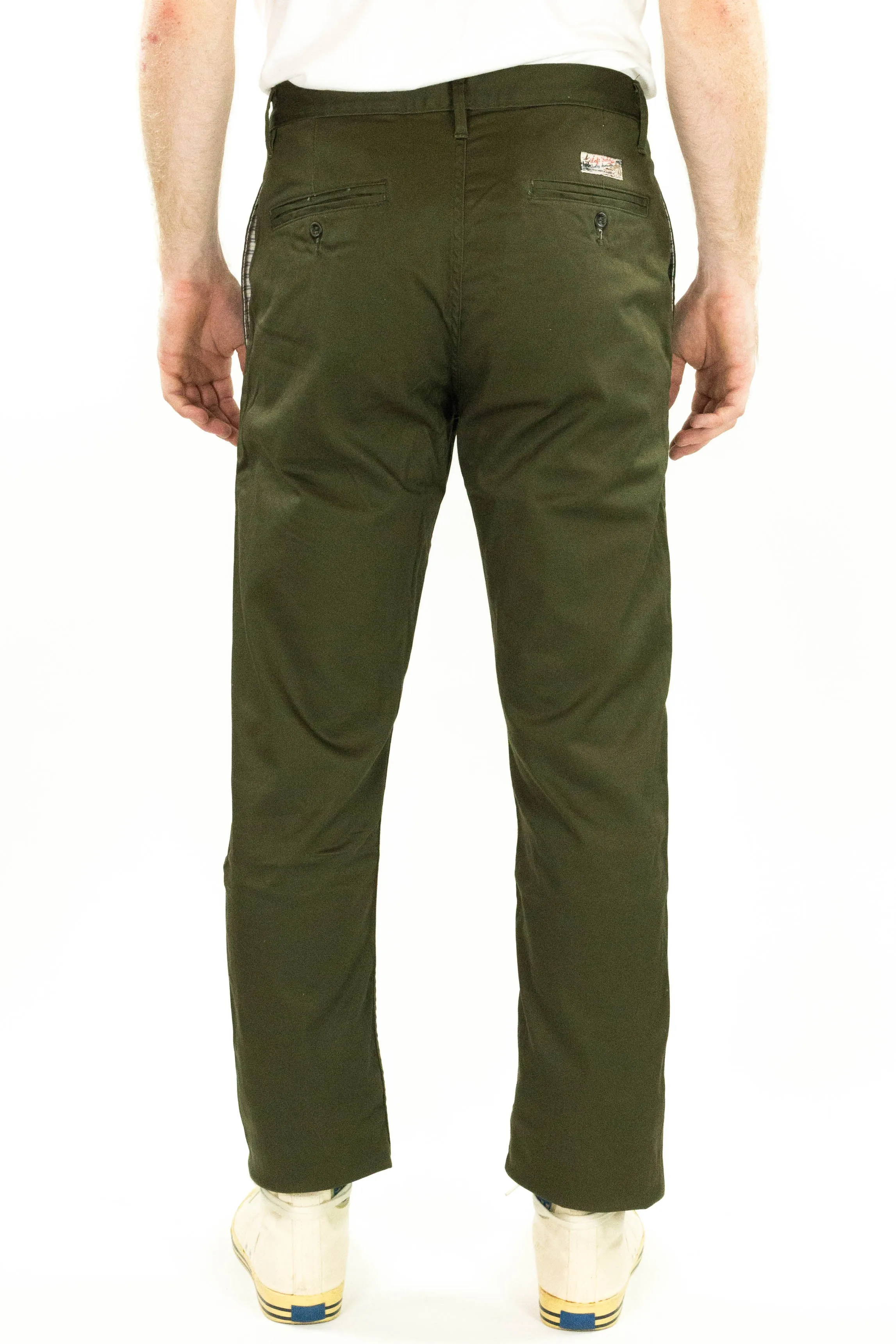 Coal Miner Olive 9 oz Japanese stretch sateen twill