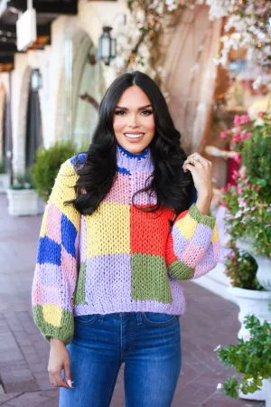 Color Block Crochet Sweater