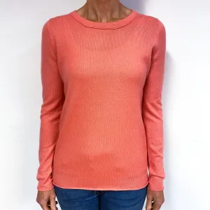 Coral Pink Cashmere Crew Neck Jumper Medium