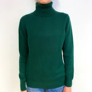 Cos Dark Forest Green Cashmere Polo Neck Jumper Extra Small