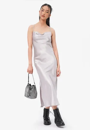 Cowl Neck Midi Slip Dress