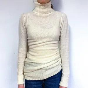 Cream Drawstring Cashmere Polo Neck Jumper Extra Small