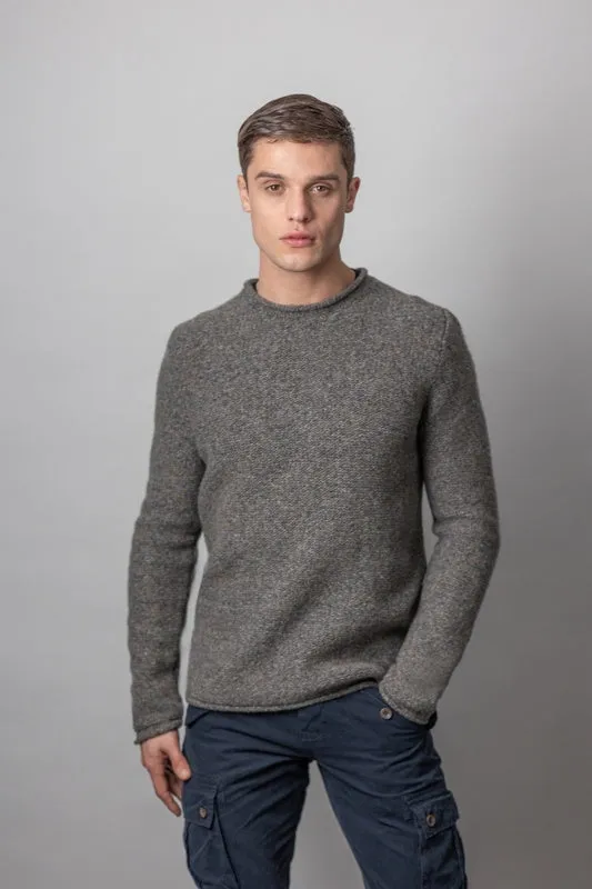 Crew neck with roll edges jumper - Smoke - Fisherman Out of Ireland