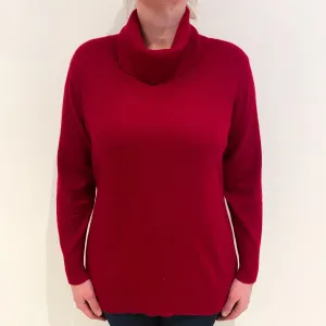 Crimson Red Cashmere Cowl Neck Jumper Large