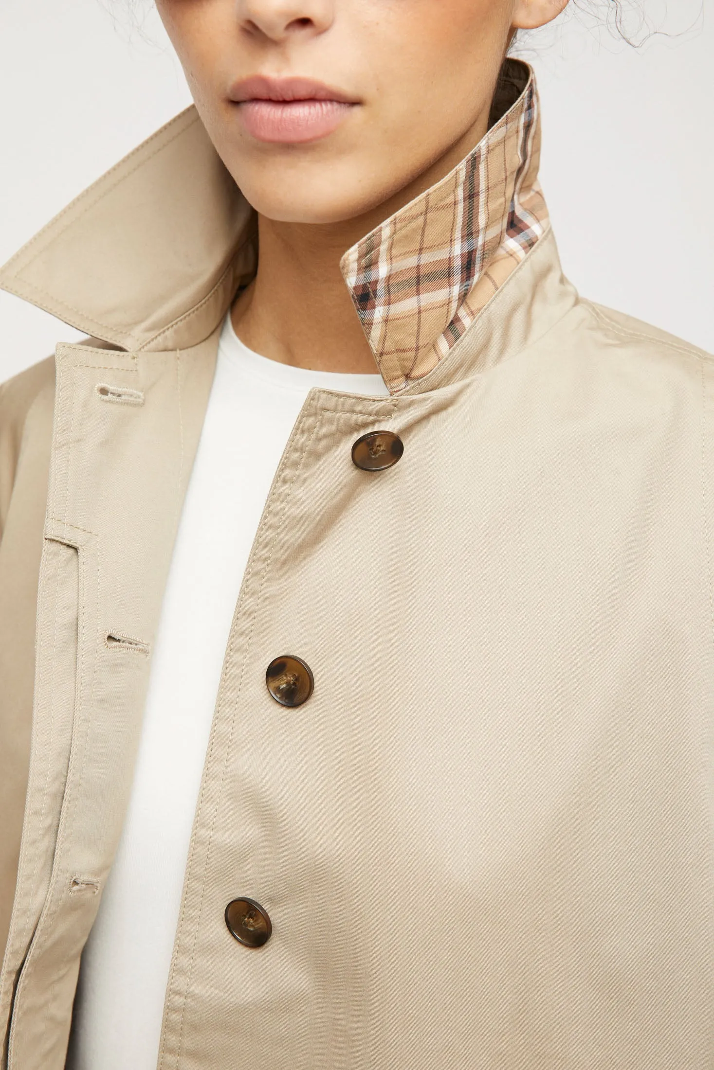 Cropped Trench Coat - Khaki