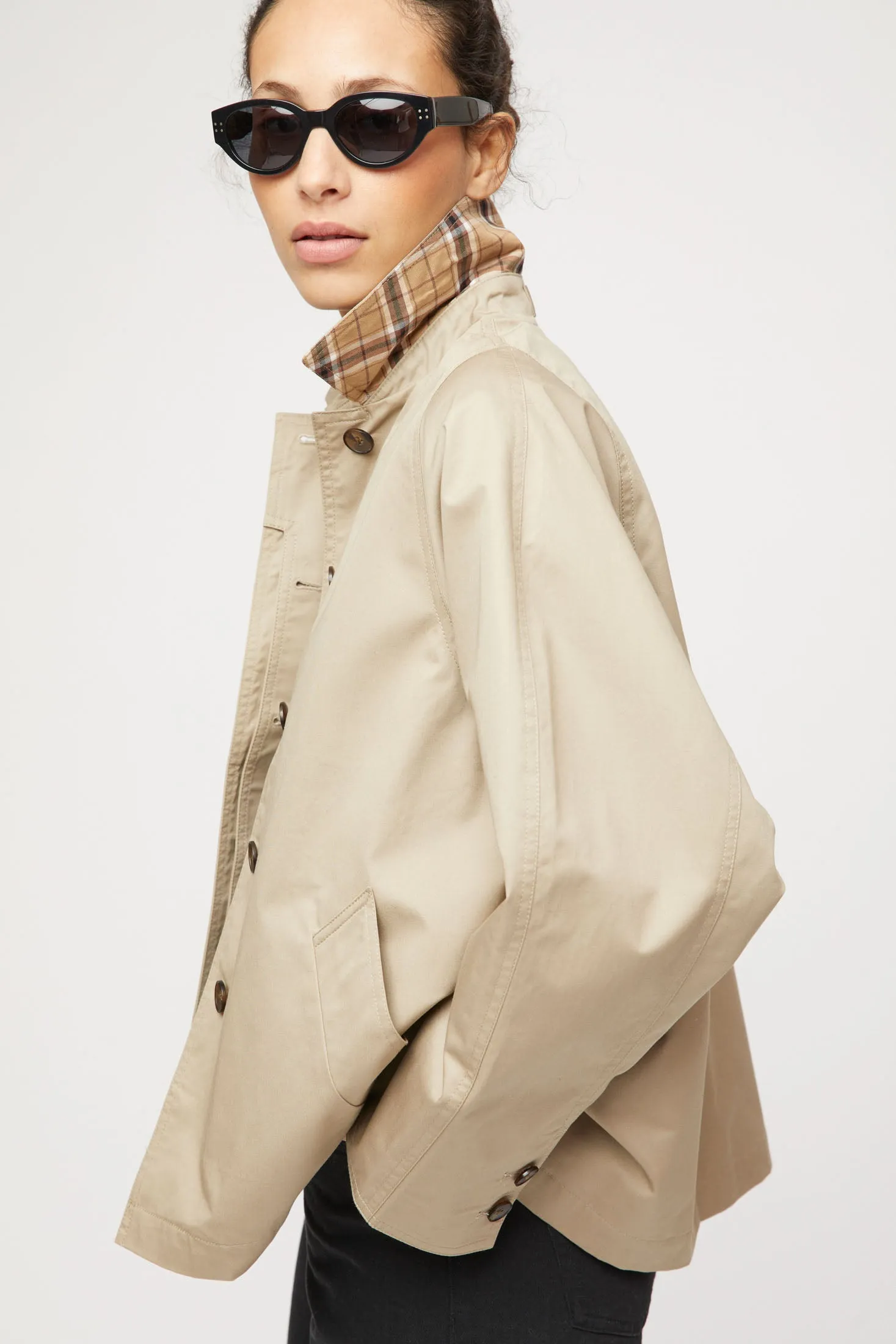 Cropped Trench Coat - Khaki