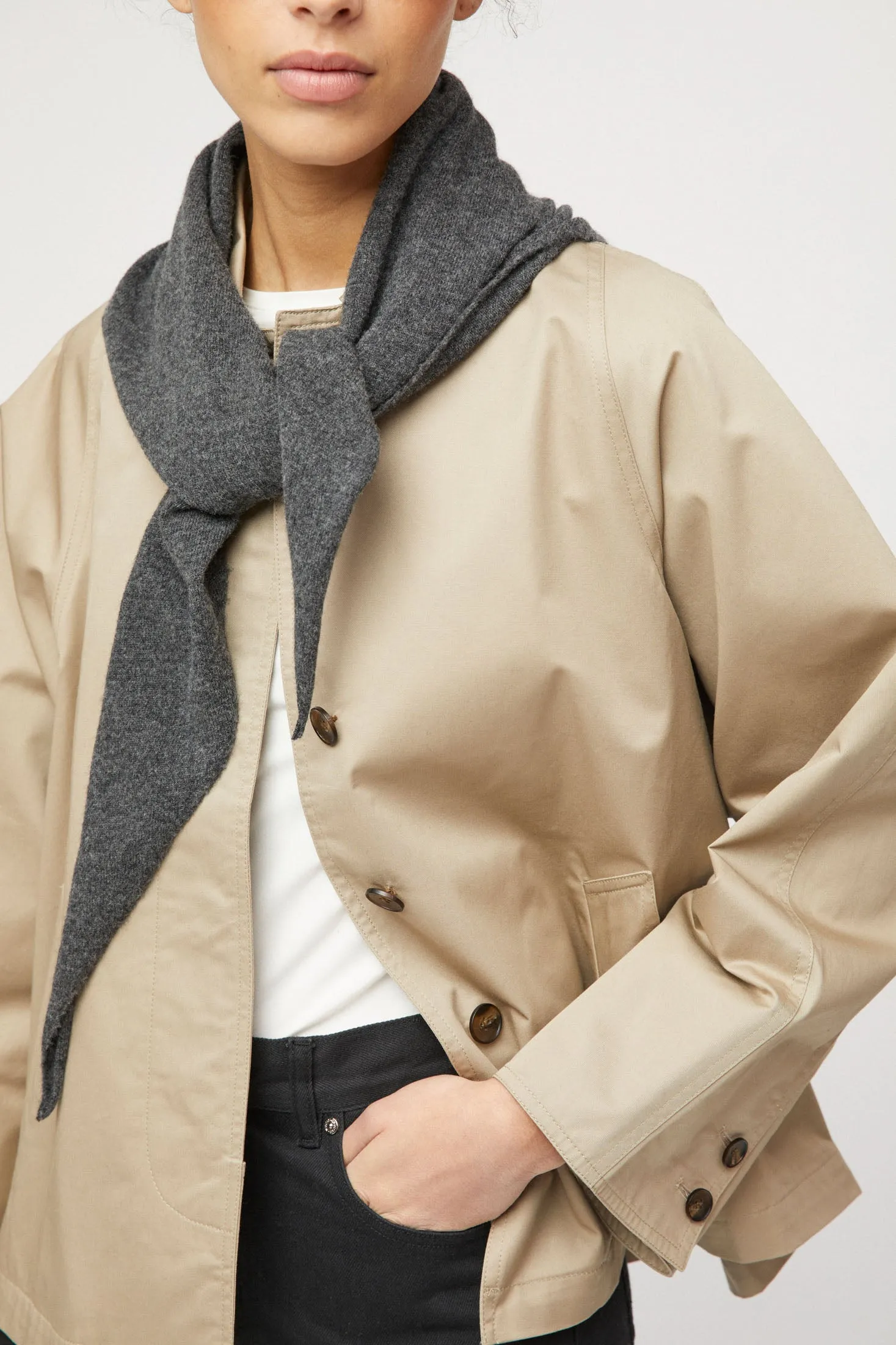 Cropped Trench Coat - Khaki