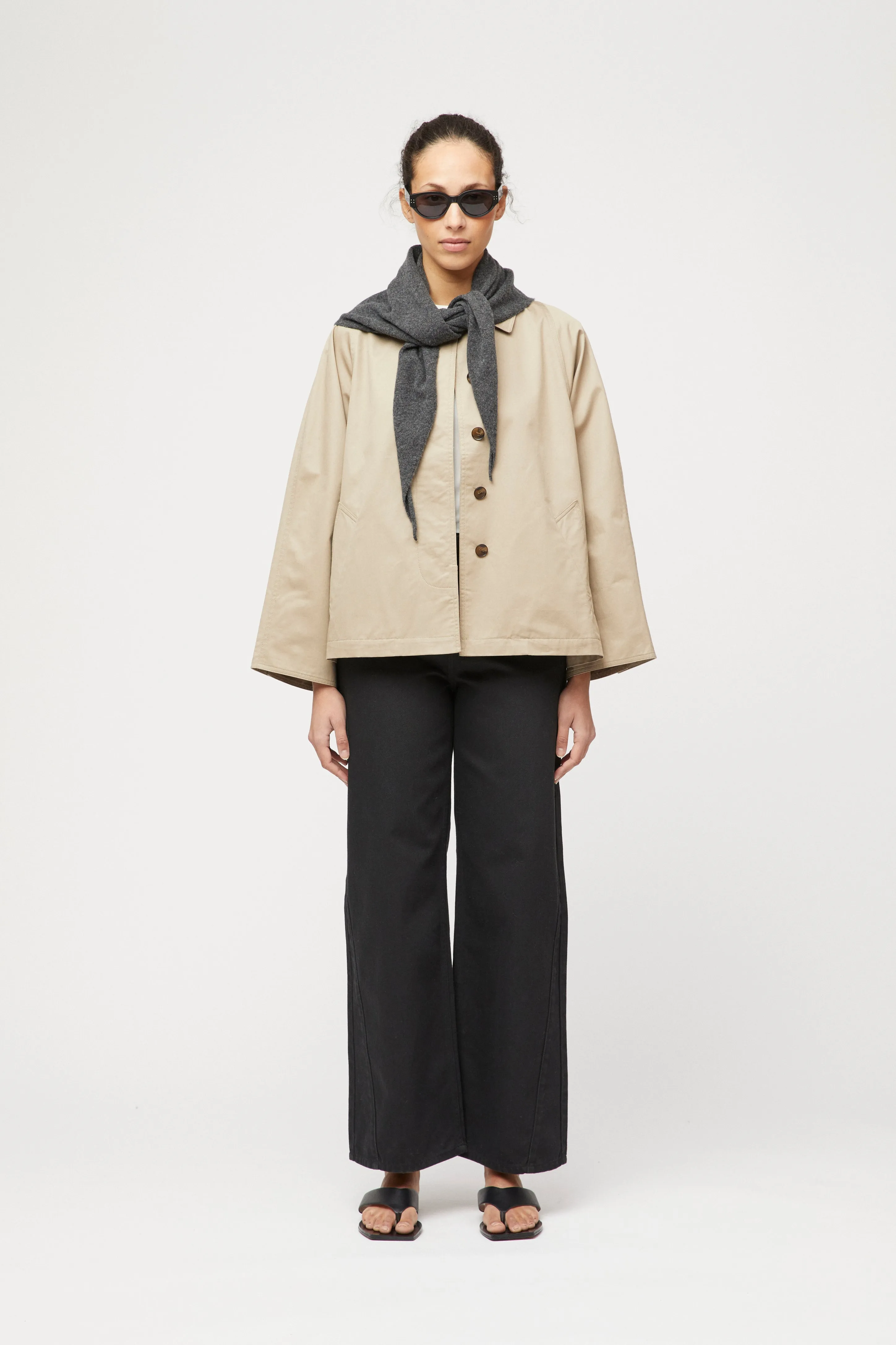 Cropped Trench Coat - Khaki