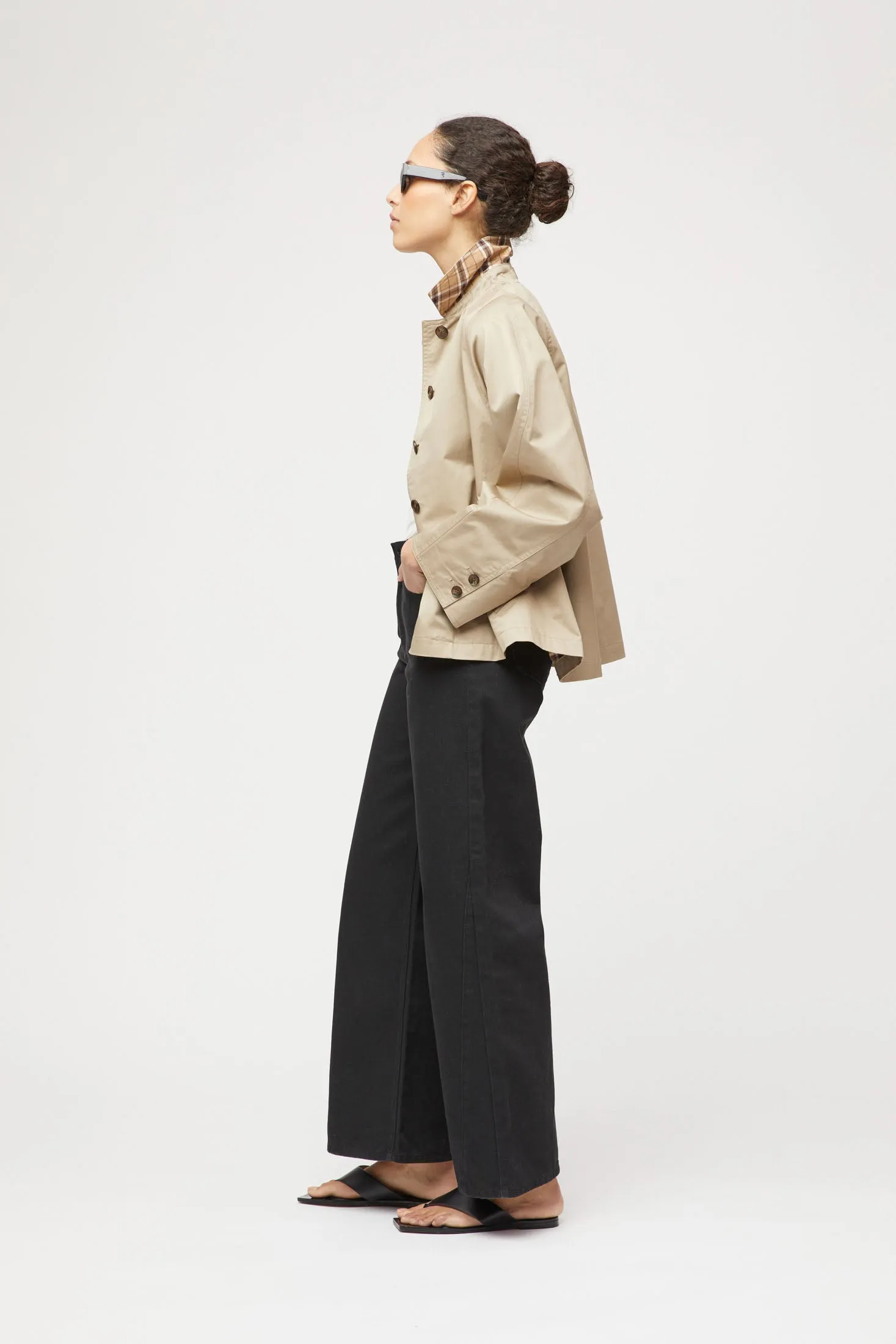 Cropped Trench Coat - Khaki