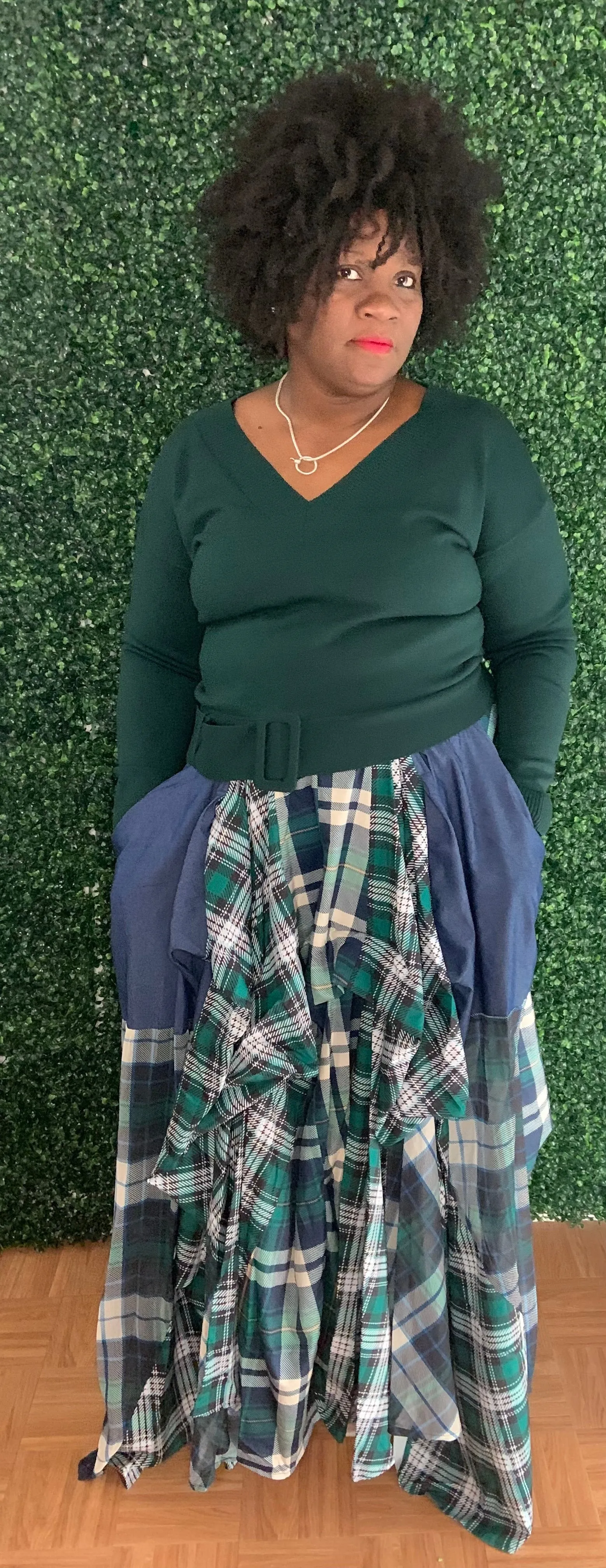 Damsel Green Plaid Skirt